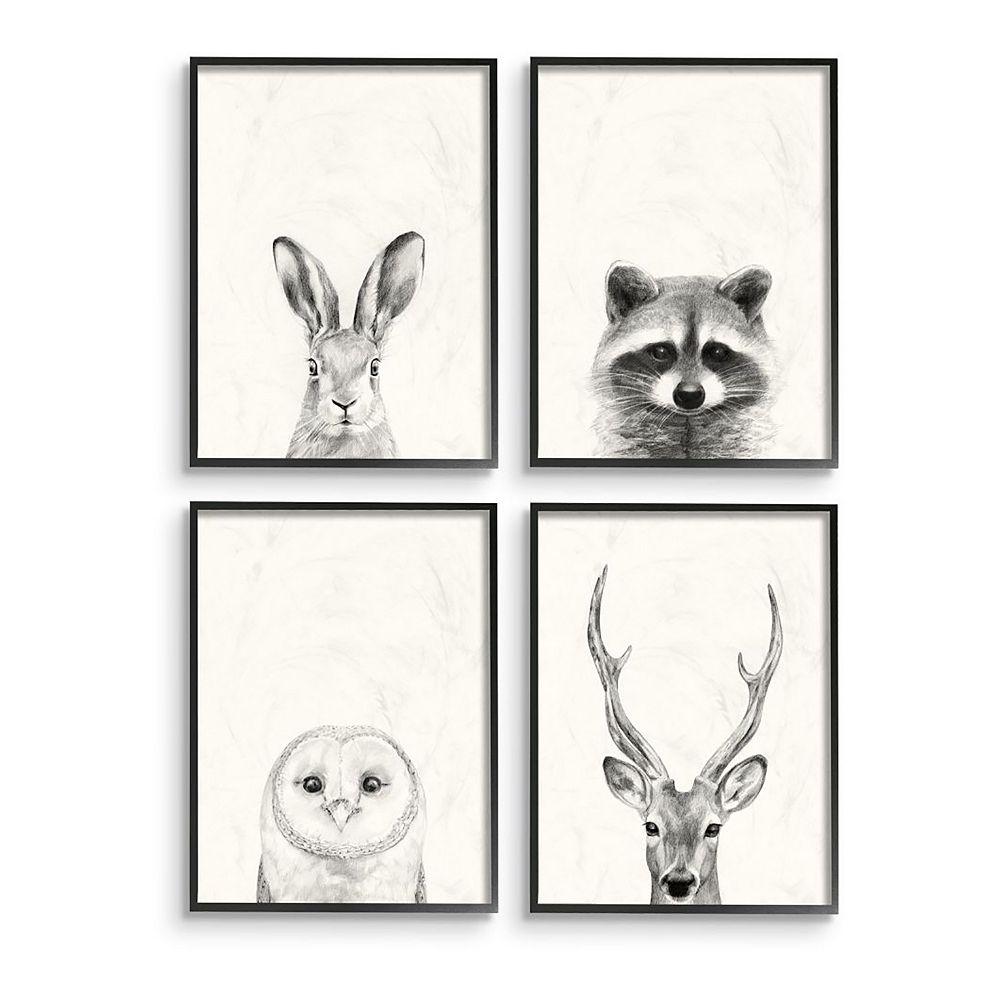 Stupell Home Decor Woodland Animals Framed Wall Art 4-piece Set