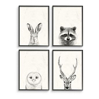 Stupell Home Decor Woodland Animals Framed Wall Art 4 pc Set