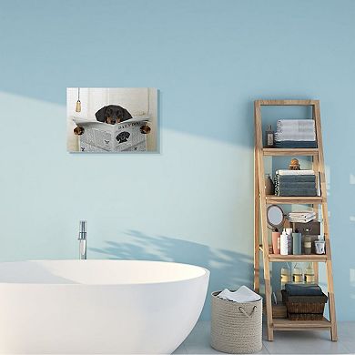 Stupell Home Decor Dog On Toilet Newspaper Canvas Wall Art