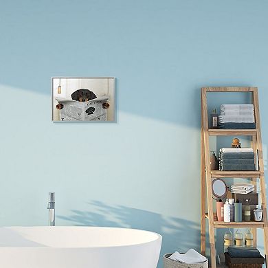 Stupell Home Decor Dog On Toilet Newspaper Gray Framed Wall Art