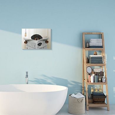 Stupell Home Decor Dog On Toilet Newspaper Plaque Wall Art