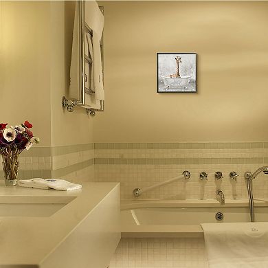 Stupell Home Decor Giraffe Bath Time Framed Wall Art