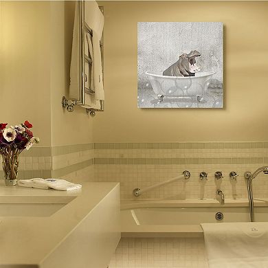Stupell Home Decor Baby Hippo Bath Canvas Wall Art