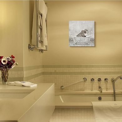 Stupell Home Decor Baby Hippo Bath Canvas Wall Art