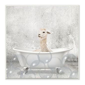 Stupell Home Decor Baby Llama Bath Plaque Wall Art