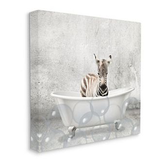 Stupell Home Decor Baby Zebra Bath Canvas Wall Art