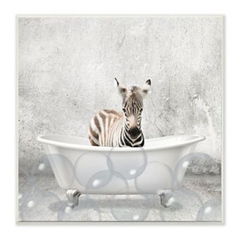 Stupell Home Decor Baby Zebra Bath Plaque Wall Art