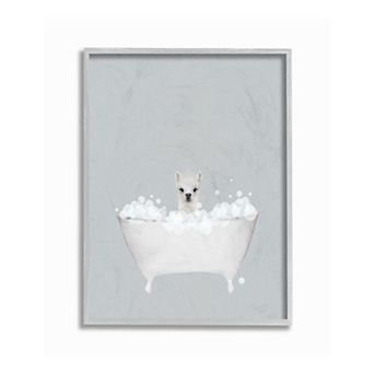 Stupell Home Decor Alpaca Bath Cute Framed Wall Art