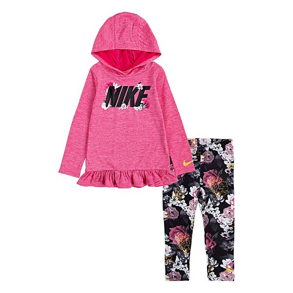 Baby Girl Nike Dri-FIT Hooded Peplum T-Shirt and Leggings 2-Piece Set