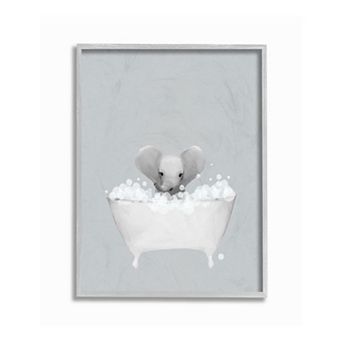 Stupell Home Decor Elephant Bath Cute Framed Wall Art