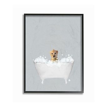 Stupell Home Decor Lion Bath Cute Framed Wall Art