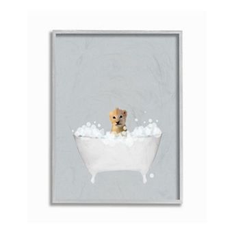 Stupell Home Decor Lion Bath Framed Wall Art