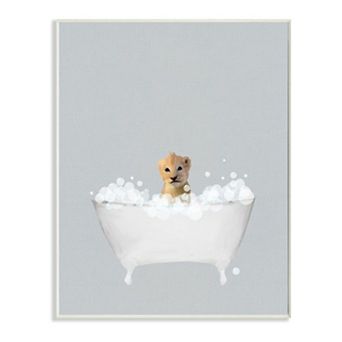 Stupell Home Decor Lion Bath Plaque Wall Art