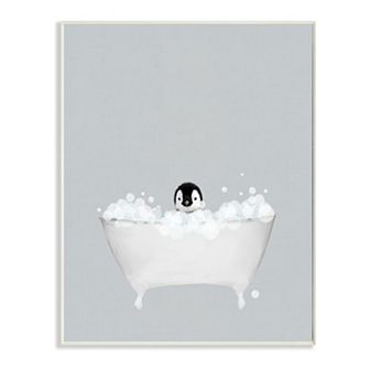 Stupell Home Decor Penguin Bath Plaque Wall Art