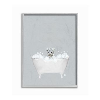Stupell Home Decor White Tiger Bath Cute Framed Wall Art