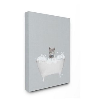 Stupell Home Decor Wolf Bath Canvas Wall Art
