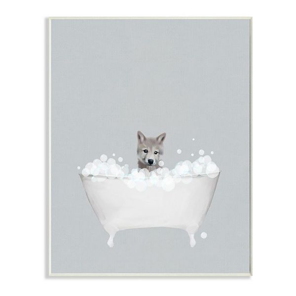 Stupell Home Decor Wolf Bath Plaque Wall Art