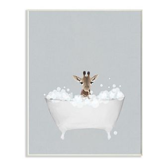 Stupell Home Decor Giraffe Bath Plaque Wall Art