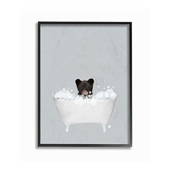 Stupell Home Decor Bear Bath Cute Framed Wall Art
