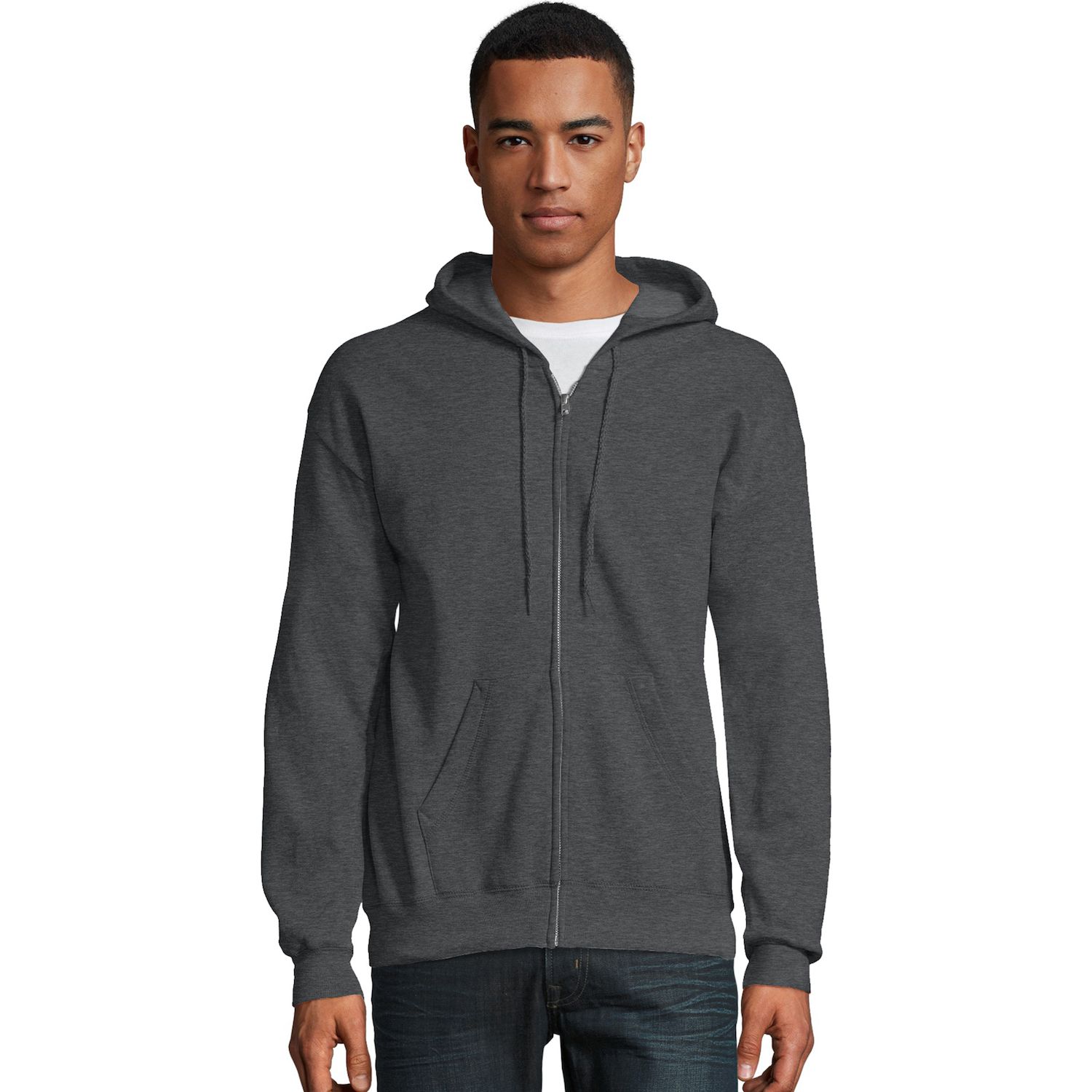 hanes black zip up hoodie