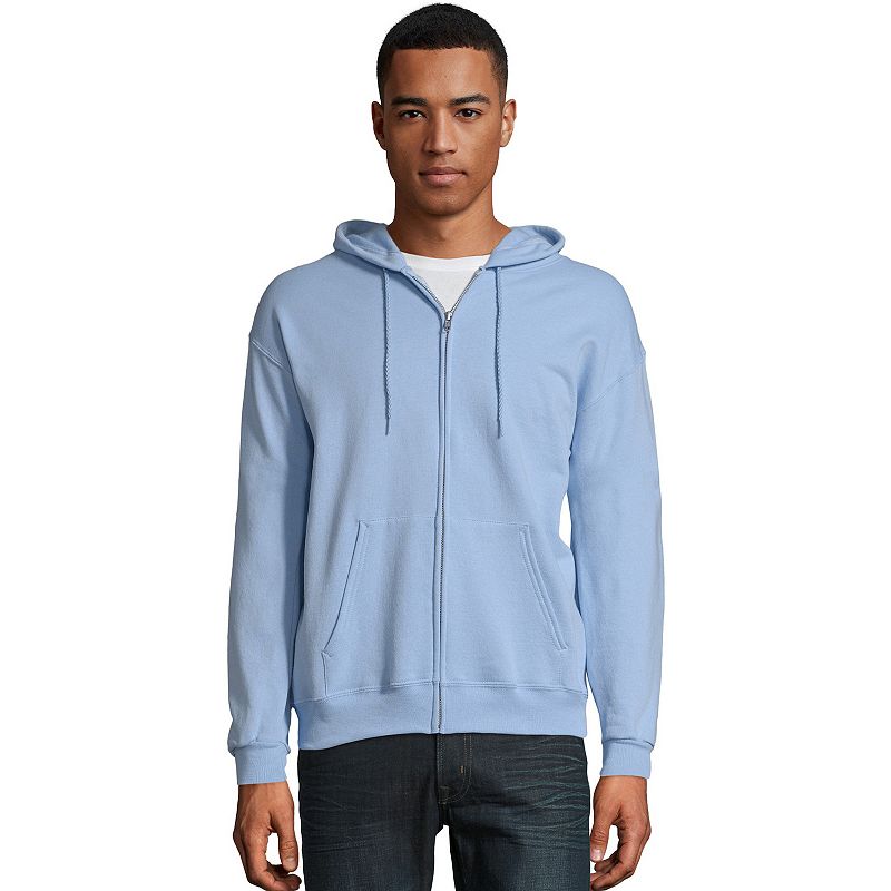 Men's Hanes® EcoSmart Fleece Full-Zip Hooded Jacket, Size: Small, Light Blue
