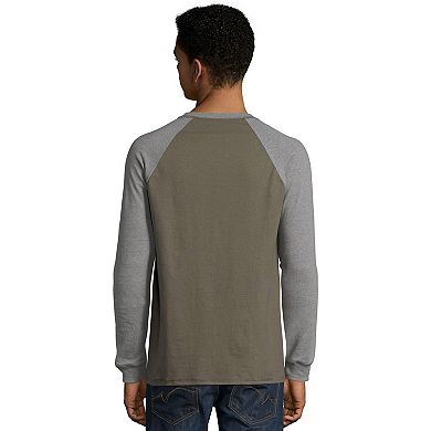 Men's Hanes Beefy Heavyweight Colorblock Raglan Henley