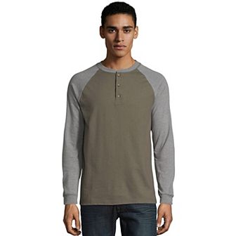 Men's Hanes® Beefy Heavyweight Colorblock Raglan Henley