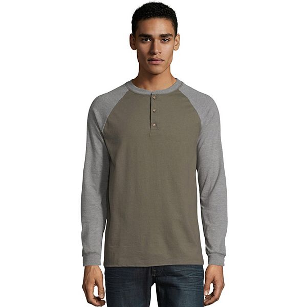 Men's Hanes® Beefy Heavyweight Colorblock Raglan Henley