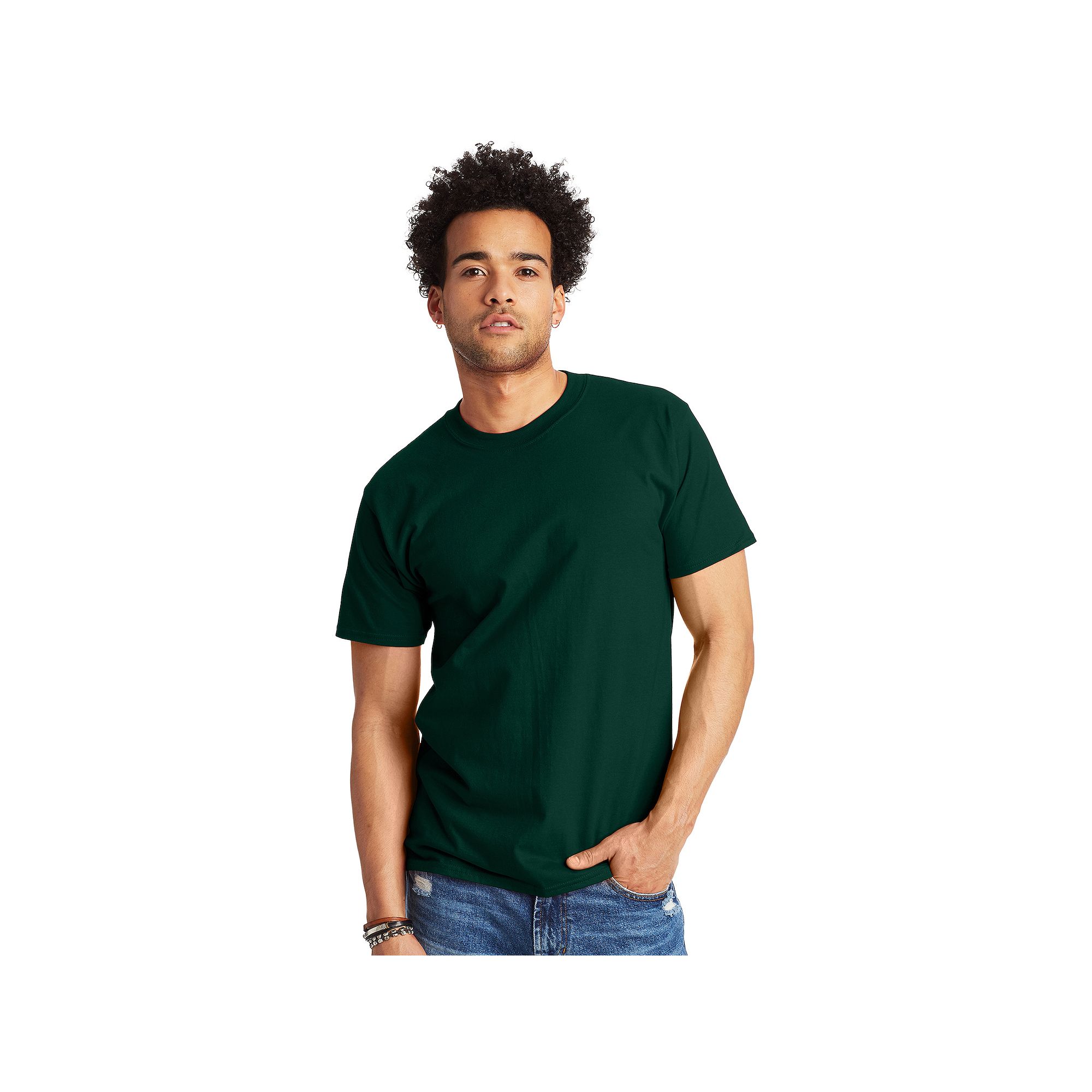 Mens Hanes® Beefy Heavyweight Tee, Size: Small, Deep Green