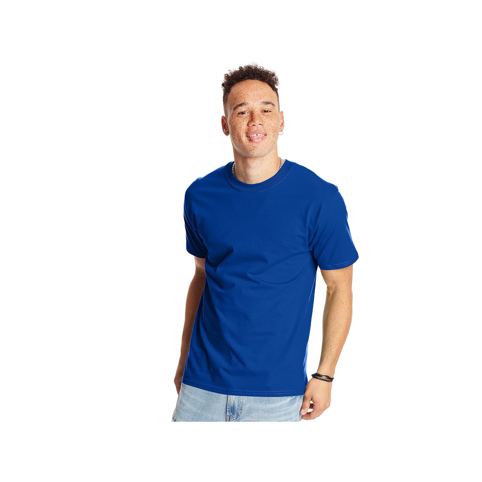 Mens Hanes® Beefy Heavyweight Tee, Size: Small, Deep Royal