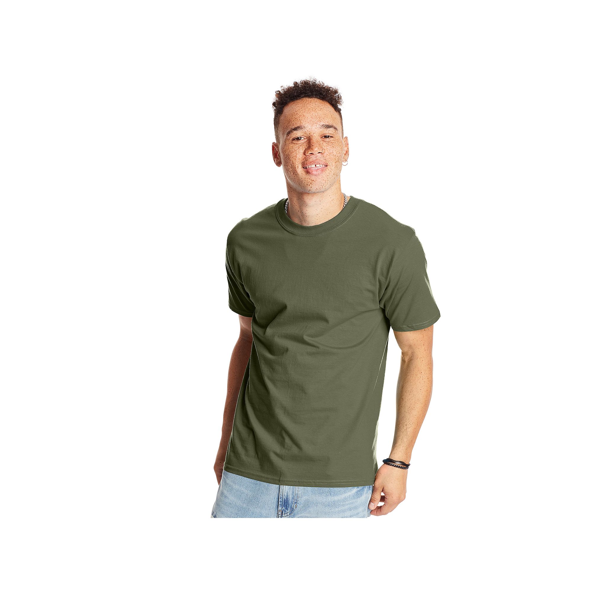 Mens Hanes® Beefy Heavyweight Tee, Size: Small, Fatigue Green