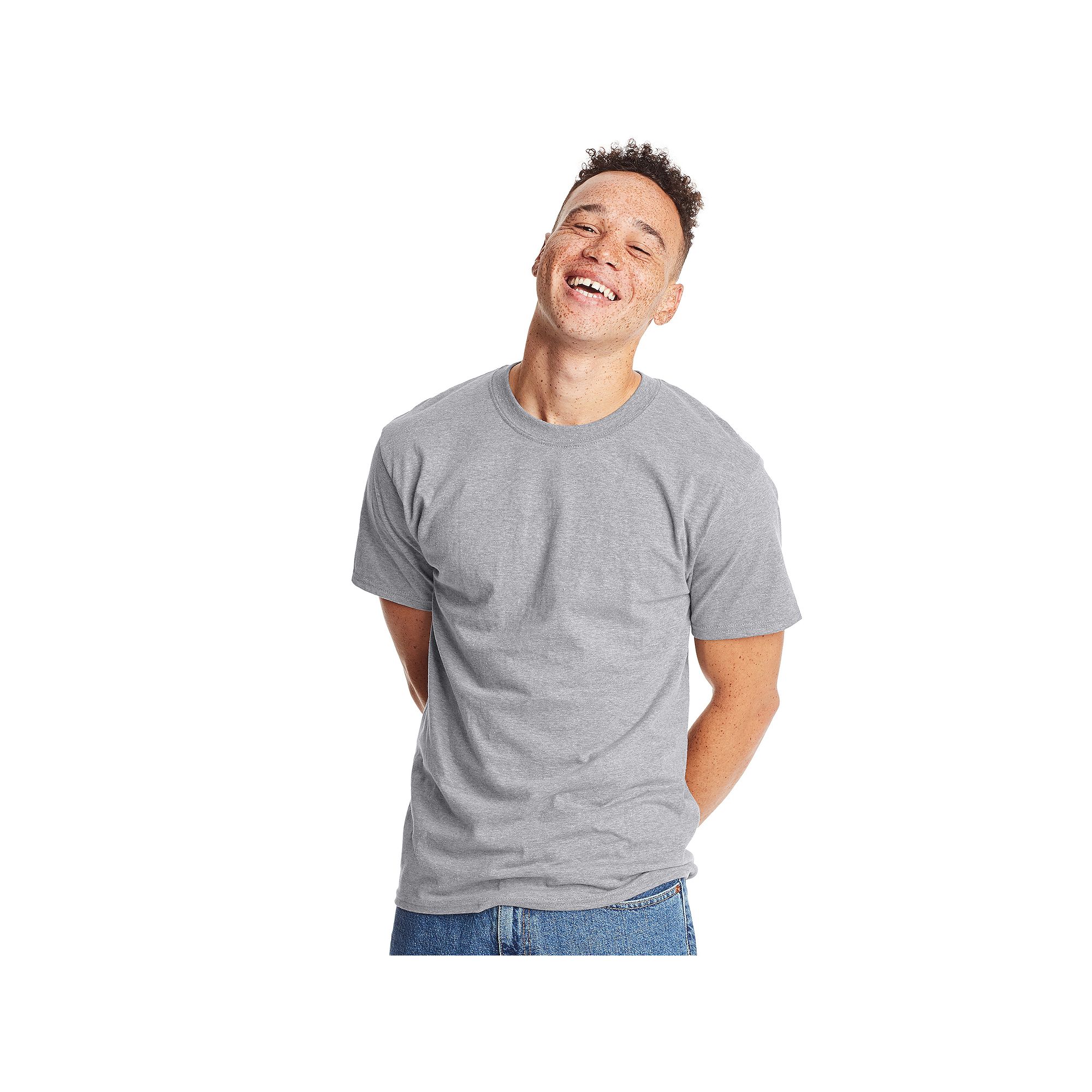 Mens Hanes® Beefy Heavyweight Tee, Size: Small, Light Silver