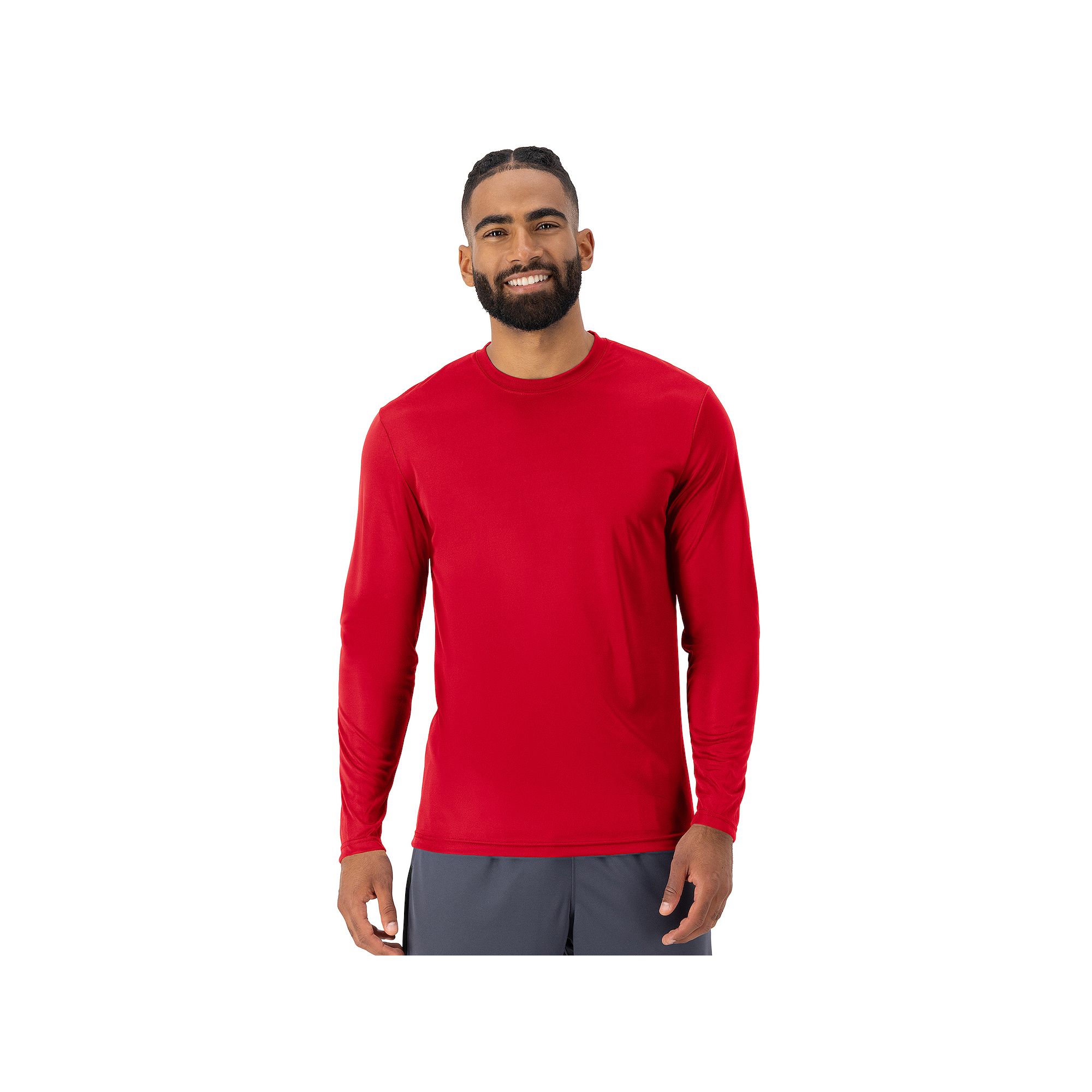Mens Hanes® CoolDRI Long Sleeve Performance Tee, Size: Small, Deep Red