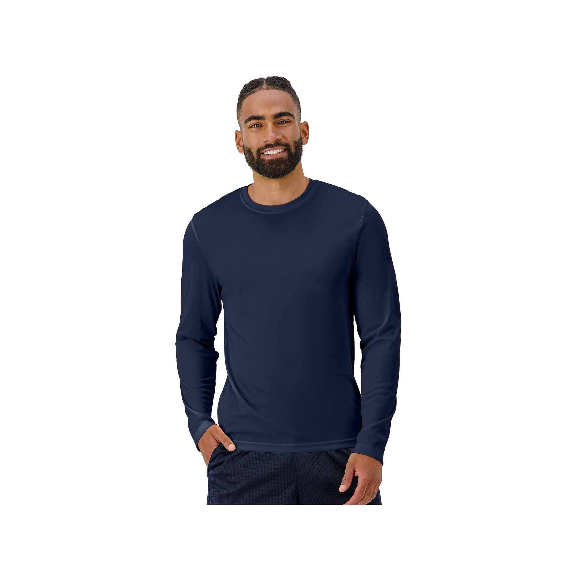 Mens Hanes® CoolDRI Long Sleeve Performance Tee, Size: Small, Blue