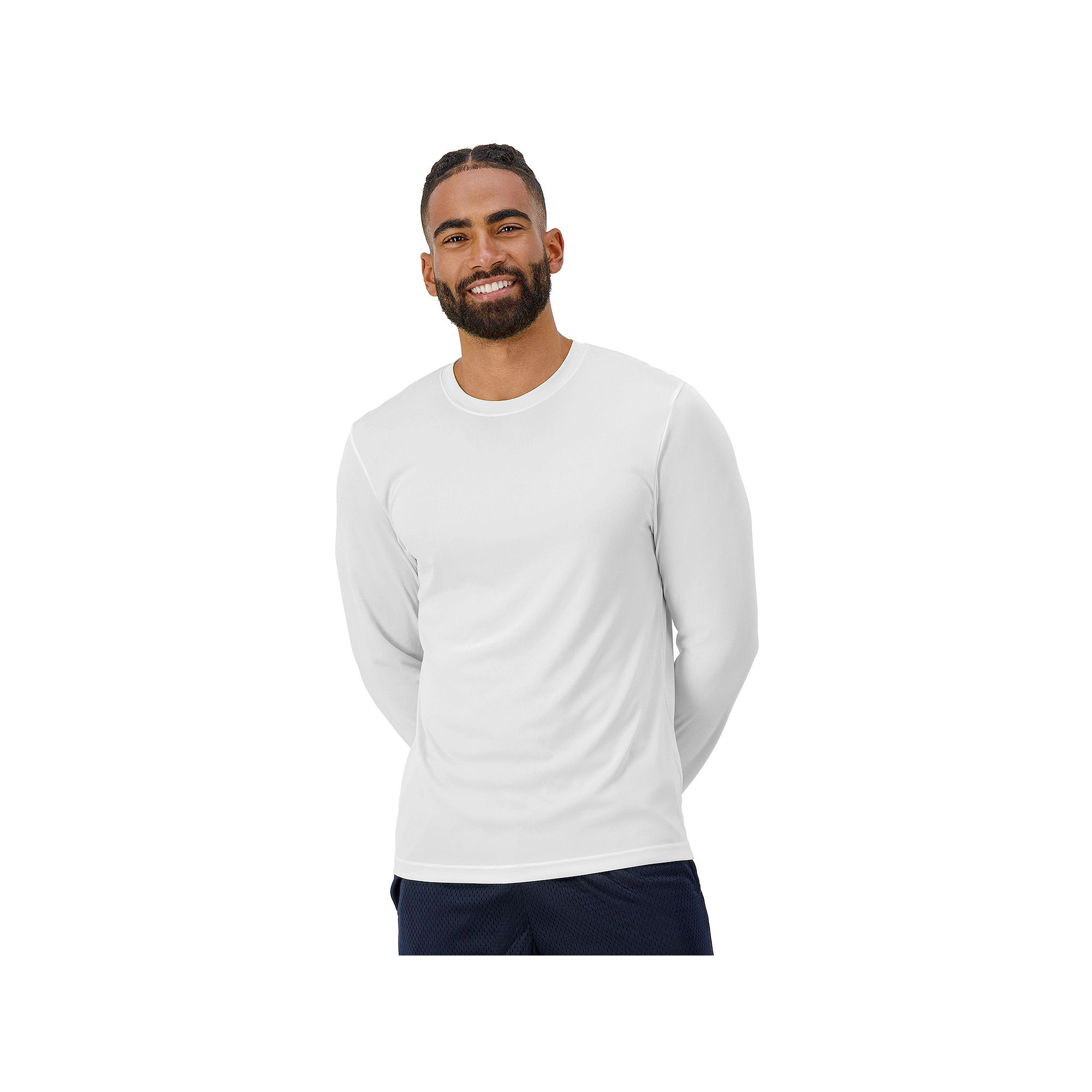 Mens Hanes® CoolDRI Long Sleeve Performance Tee, Size: Small, White