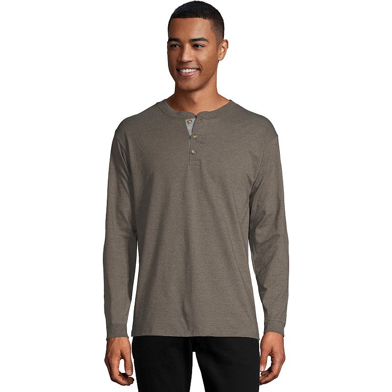 UPC 192503844271 product image for Men's Hanes® Beefy Heavyweight Henley, Size: Small, Camouflage Green | upcitemdb.com