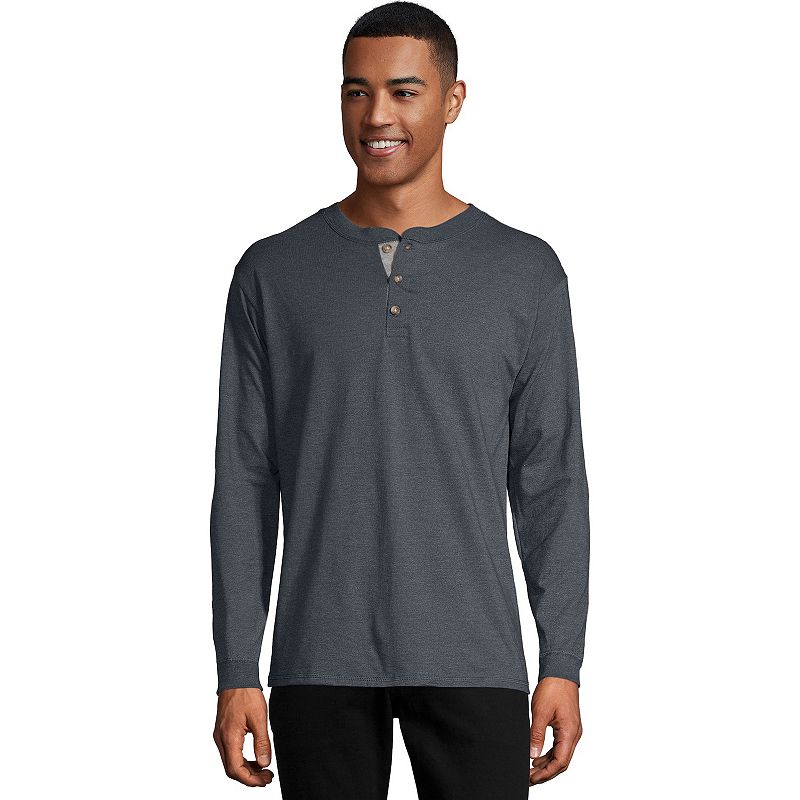 UPC 192503844219 product image for Men's Hanes® Beefy Heavyweight Henley, Size: Small, Slate Grey | upcitemdb.com