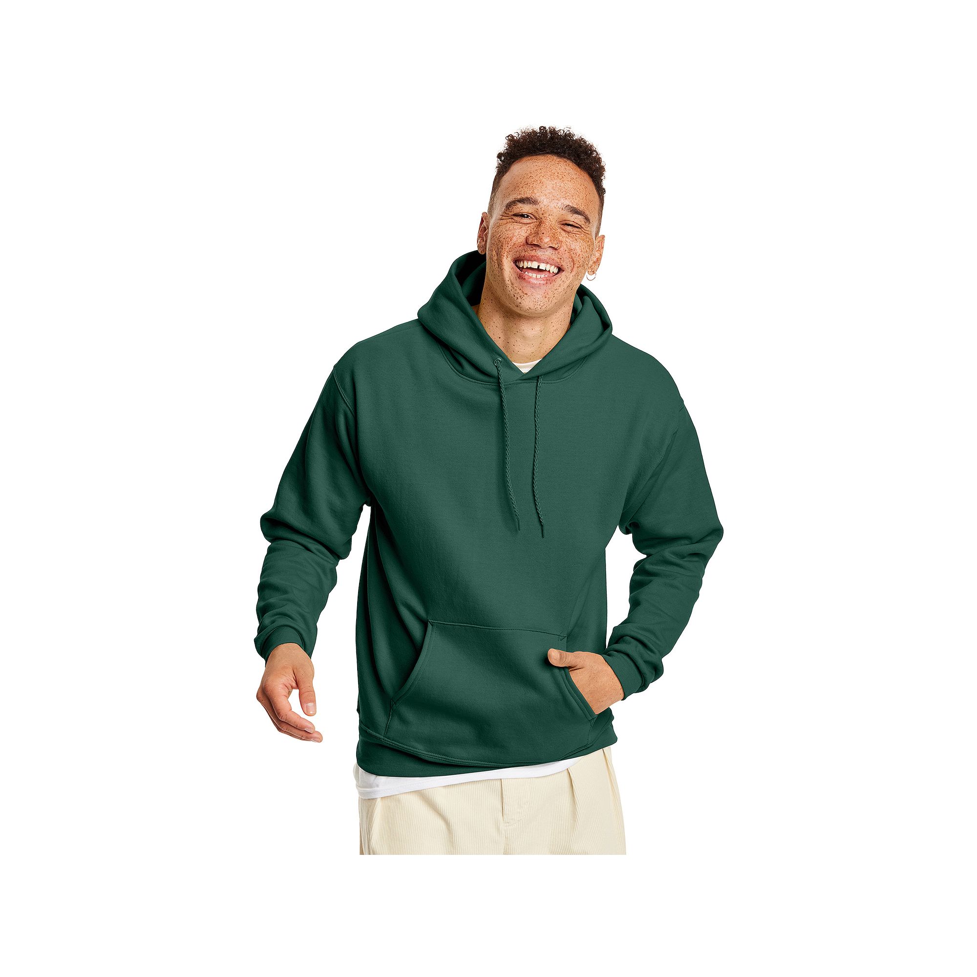 Mens Hanes® EcoSmart Fleece Pullover Hoodie, Size: Small, Deep Green
