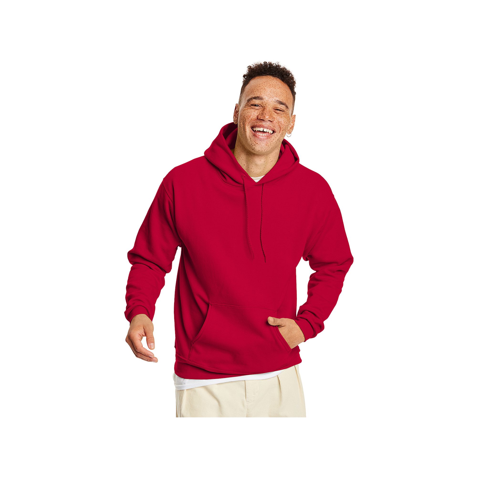 Mens Hanes® EcoSmart Fleece Pullover Hoodie, Size: Small, Deep Red