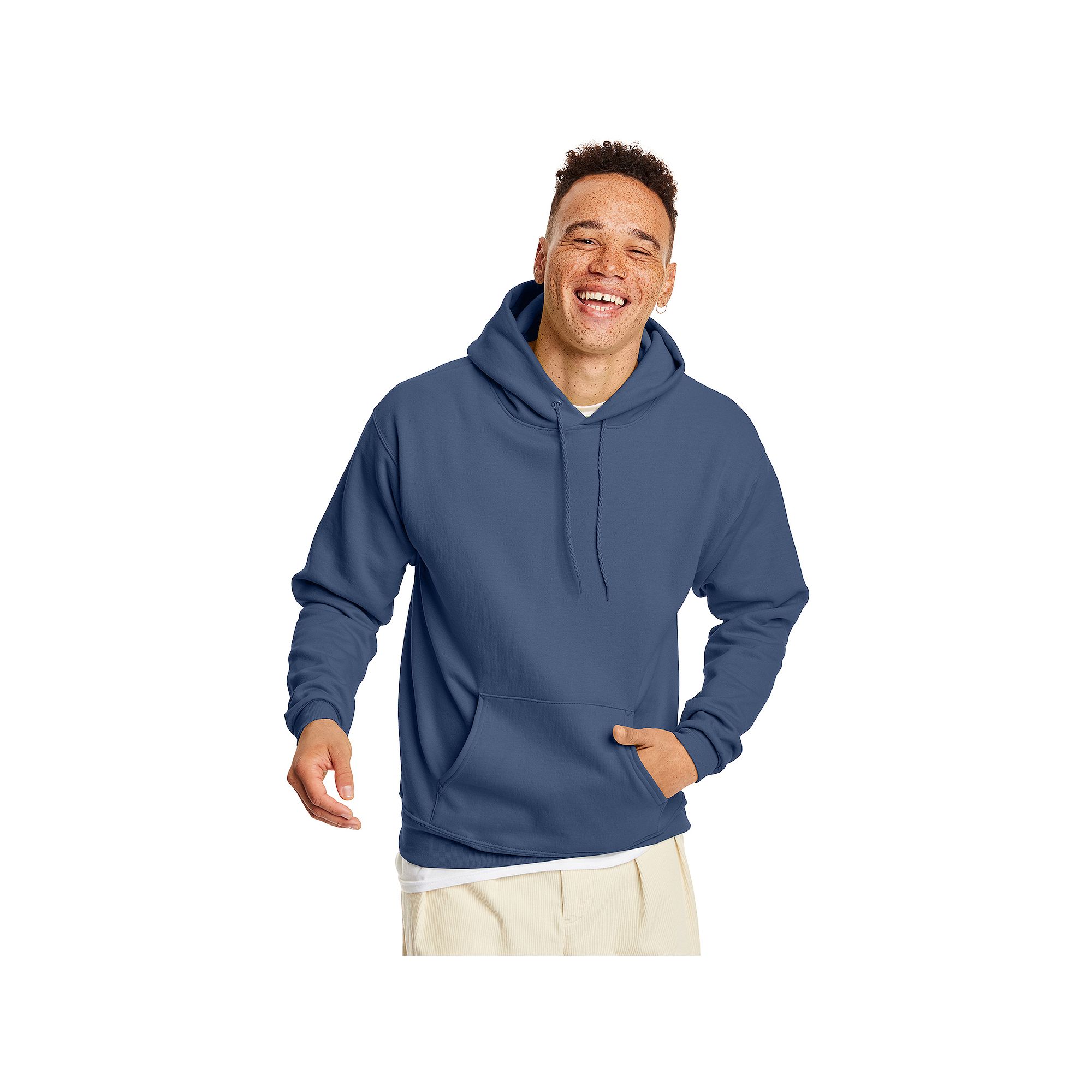 Mens Hanes® EcoSmart Fleece Pullover Hoodie, Size: Small, Blue Blue