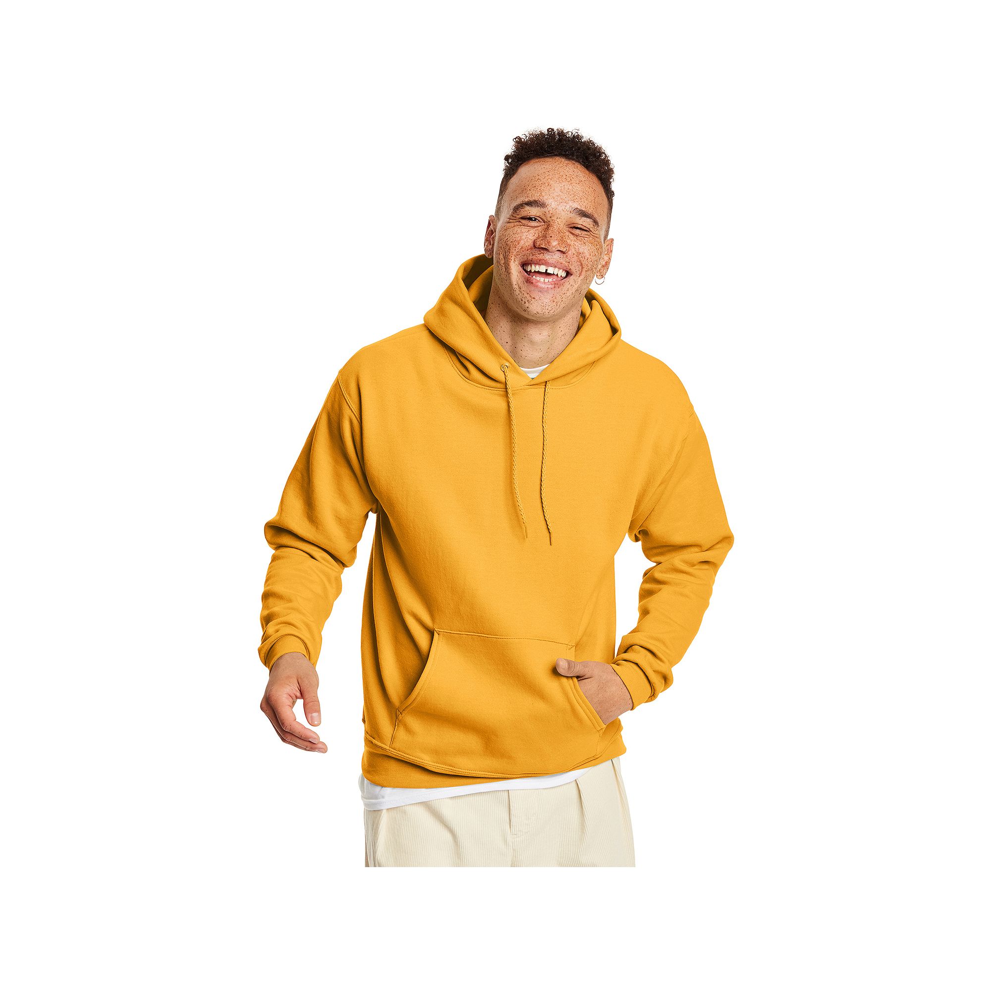 Mens Hanes® EcoSmart Fleece Pullover Hoodie, Size: Small, Gold