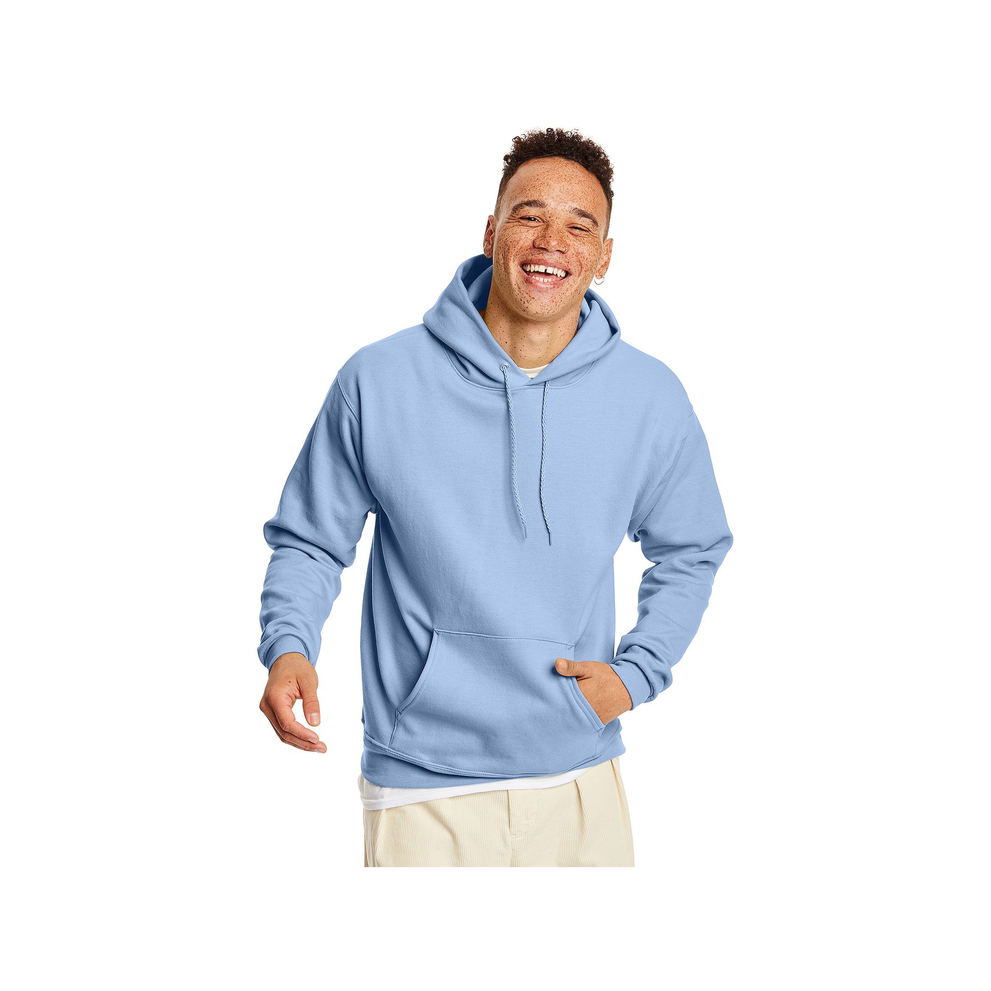 Mens Hanes® EcoSmart Fleece Pullover Hoodie, Size: Small, Light Blue