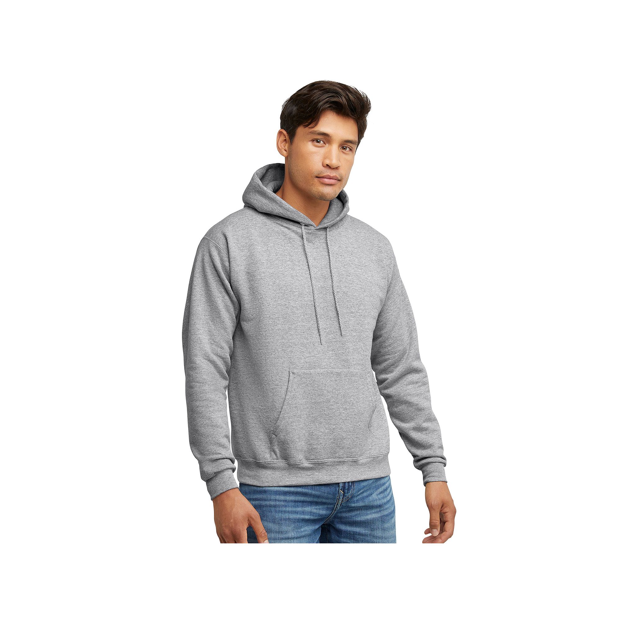 Mens Hanes® EcoSmart Fleece Pullover Hoodie, Size: Small, Light Silver