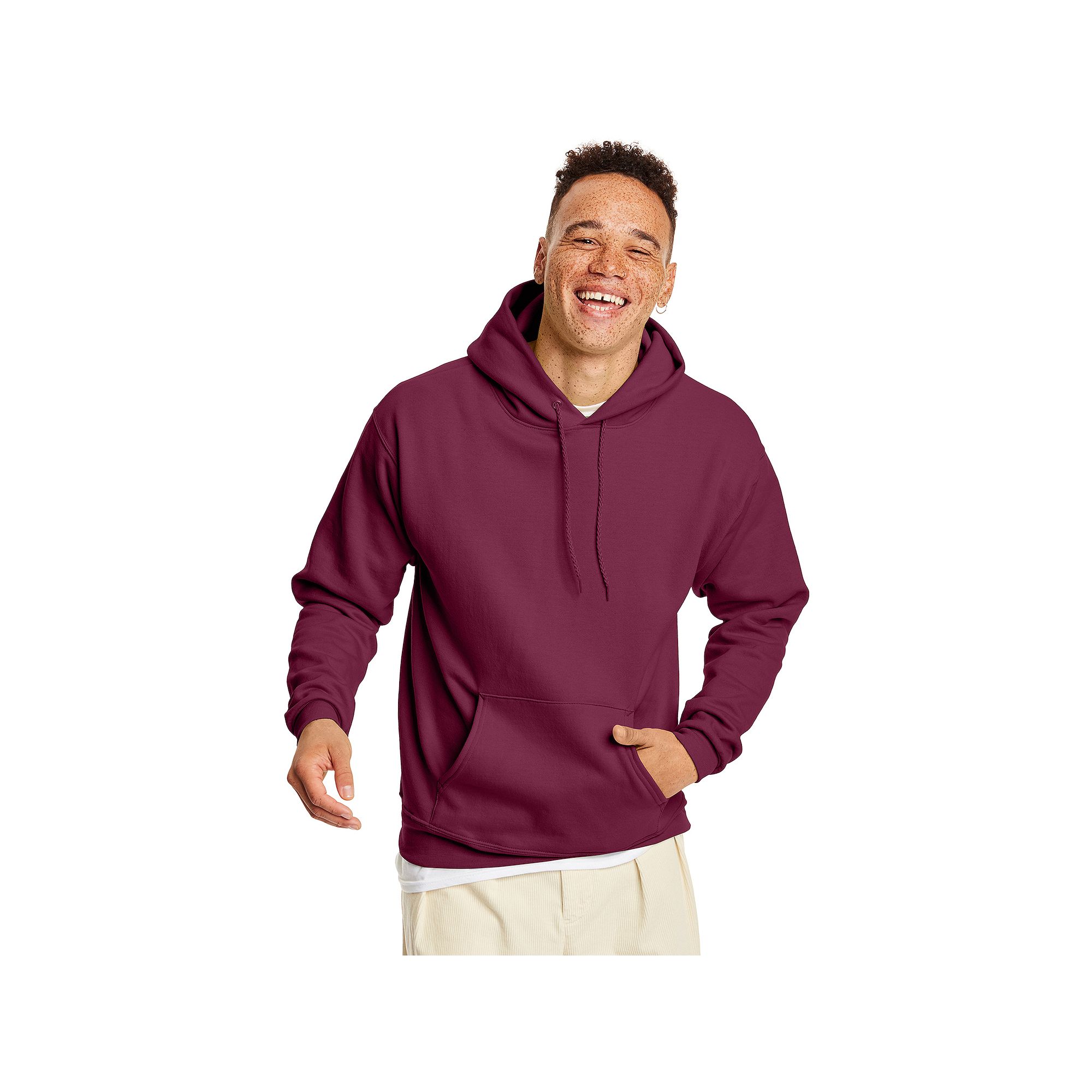 Mens Hanes® EcoSmart Fleece Pullover Hoodie, Size: Small, Red