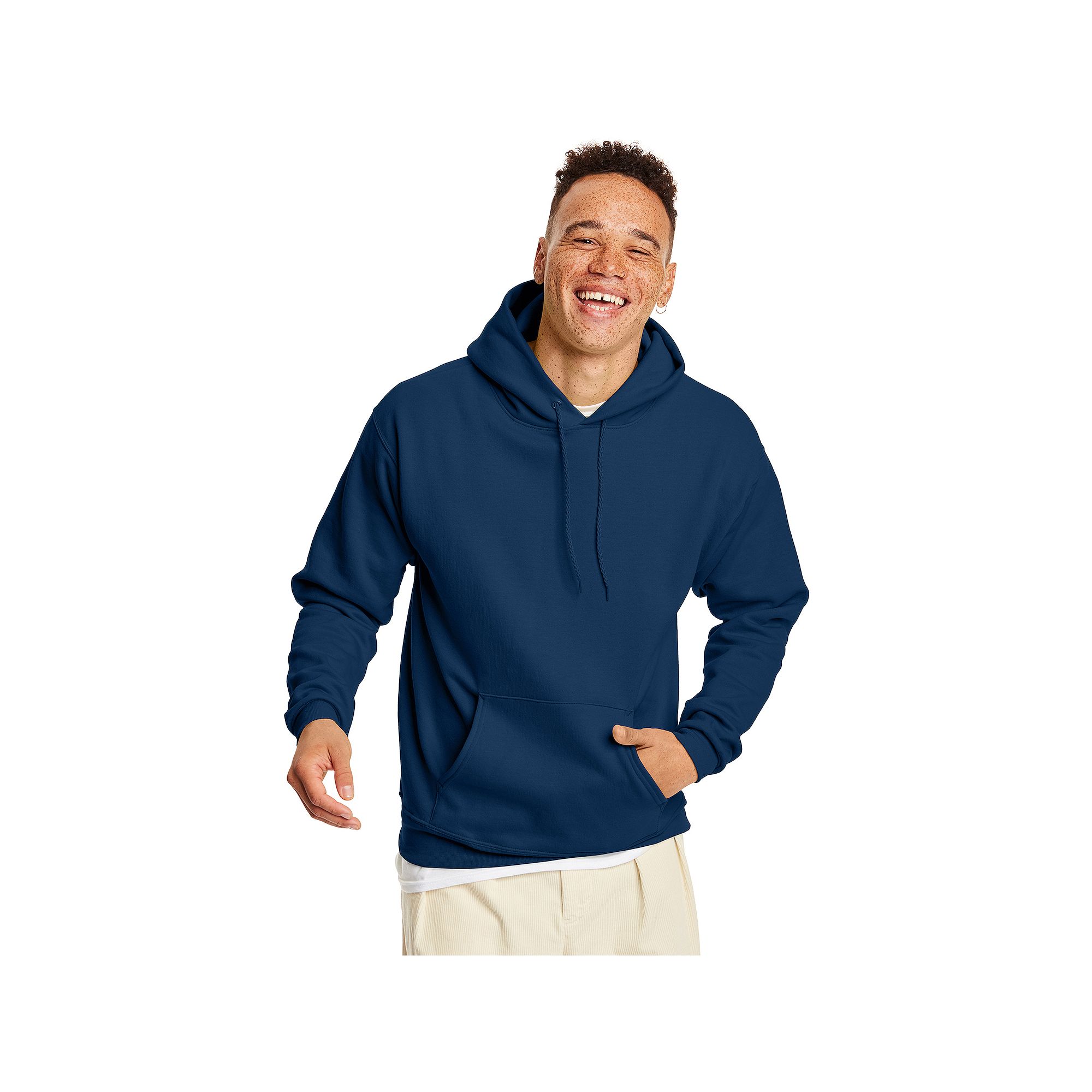 Mens Hanes® EcoSmart Fleece Pullover Hoodie, Size: Small, Blue