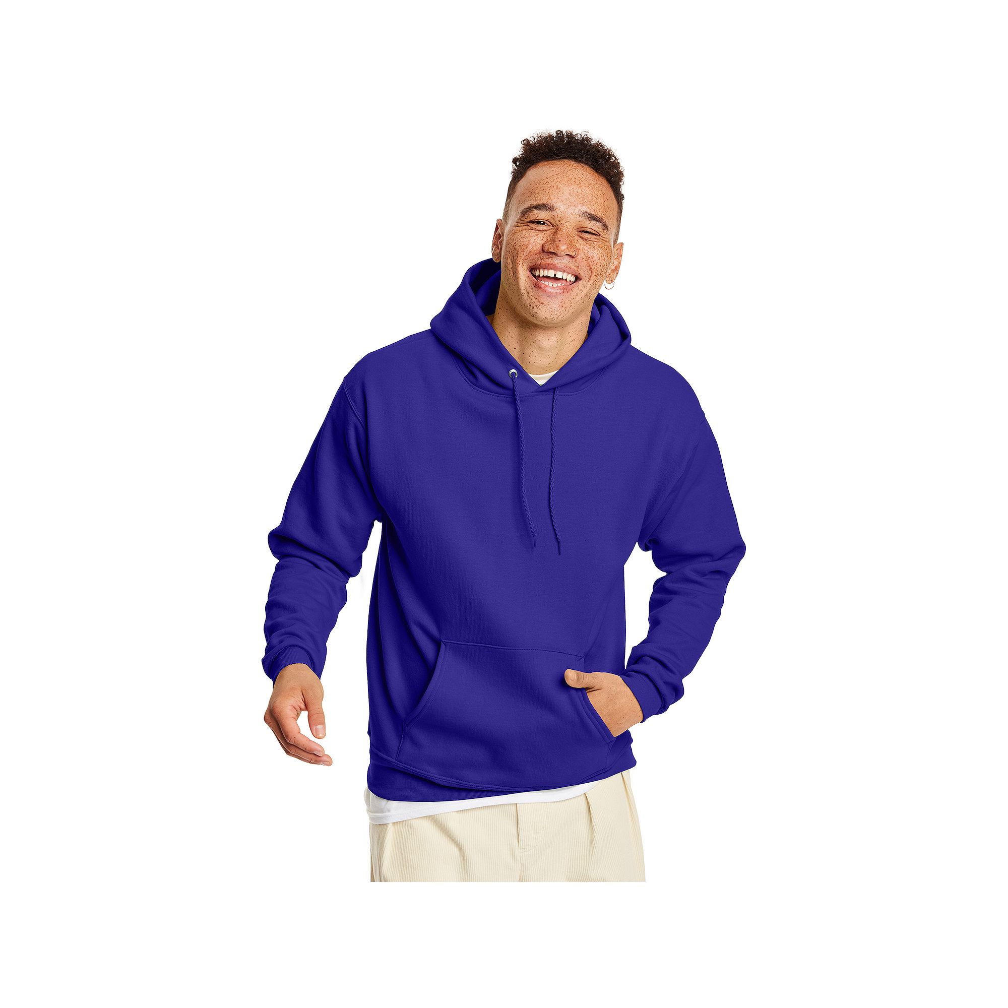 Mens Hanes® EcoSmart Fleece Pullover Hoodie, Size: Small, Purple