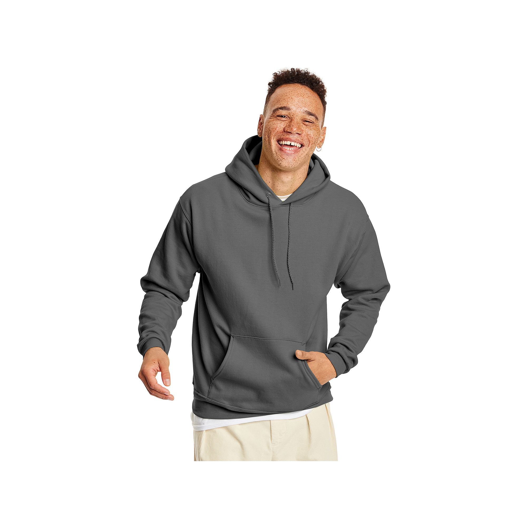 Mens Hanes® EcoSmart Fleece Pullover Hoodie, Size: Small, Grey Gray