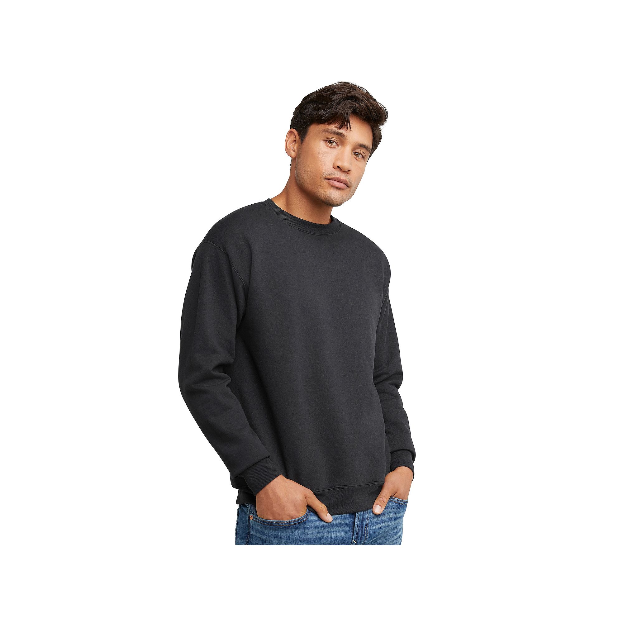 Mens Hanes® EcoSmart Fleece Sweatshirt, Size: Small, Black