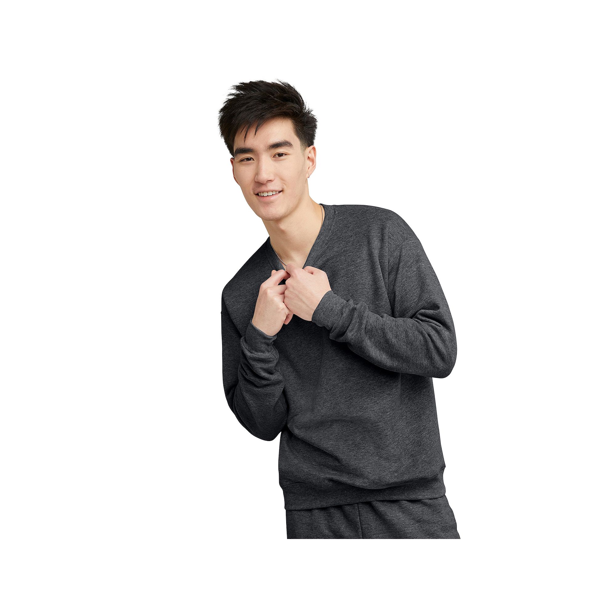 Mens Hanes® EcoSmart Fleece Sweatshirt, Size: Small, Grey Heather
