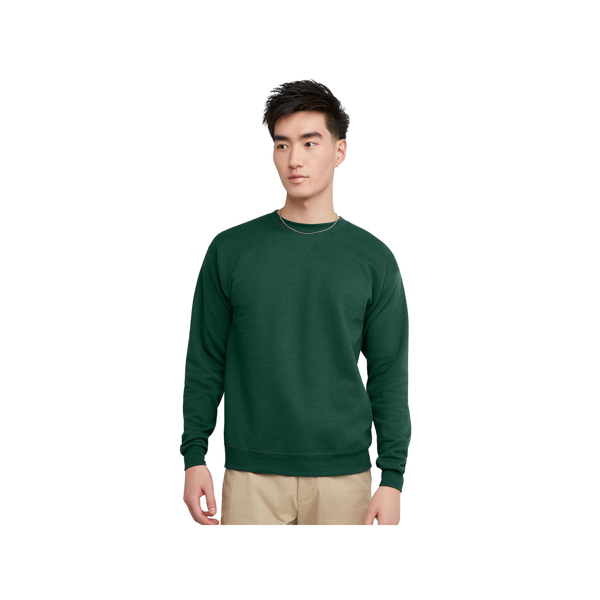 Mens Hanes® EcoSmart Fleece Sweatshirt, Size: Small, Deep Green
